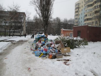Одесские дворы в плену не только снега, но и мусора (фото)