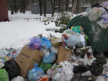 Одесские дворы в плену не только снега, но и мусора (фото)