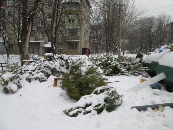 Одесские дворы в плену не только снега, но и мусора (фото)