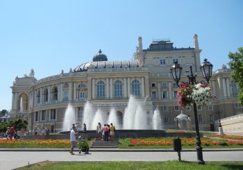 На Театральной площади Одессы появилась растительная композиция