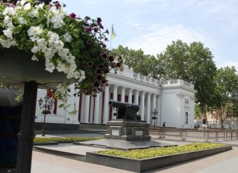 Улицы Одессы украсили более тысячи подвесных чаш с цветами