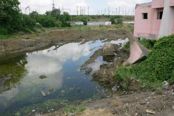 На Балковской очищают буферный пруд (фото)