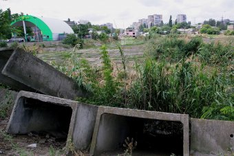 На Балковской очищают буферный пруд (фото)