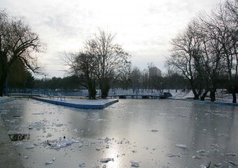 Озеро в парке Победы покрылось льдом (фото)