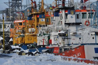 Одесский порт после снежной бури
