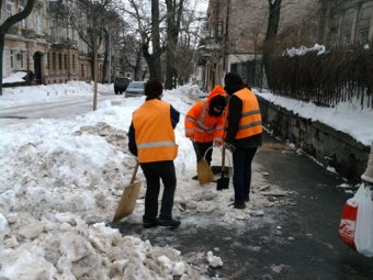 Как борются с последствиями снегопада в Приморском районе (фото)
