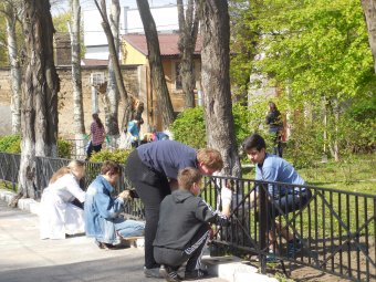 Школьники Молдаванки вышли на городской субботник (фото)