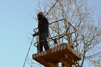 «Одесгорсвет» проводит капремонт линий наружного освещения на поселке Шевченко