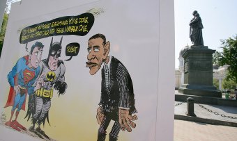 На Соборной площади Одессы проходит выставка политической карикатуры (фото)