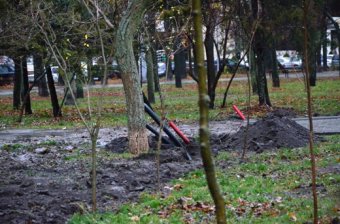 Обустройство нового наружного освещения  в парке Победы продолжается (фото)