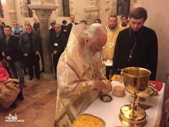 В день чудотворца Николая митрополит Агафангел совершил Божественную литургию на гробнице с мощами святителя в г. Бари (Италия)
