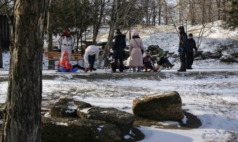 В парке Победы первый снег, и первый лед