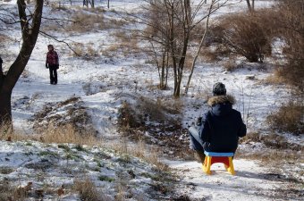 В парке Победы первый снег, и первый лед