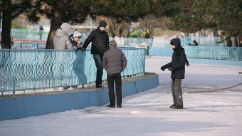 В парке Победы первый снег, и первый лед