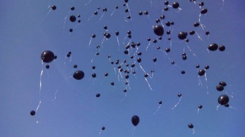 На Куликовом поле выпустили в небо голубей и черные шары