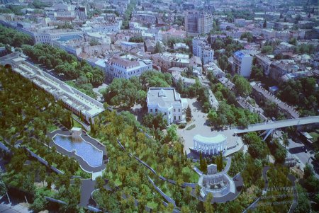 Греческий парк: аллея фонтанов, концертная площадка и декоративные растения (фото)