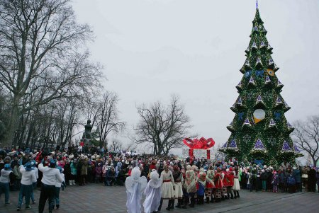 Главная новогодняя елка Одессы зажгла праздничные огни (фоторепортаж)