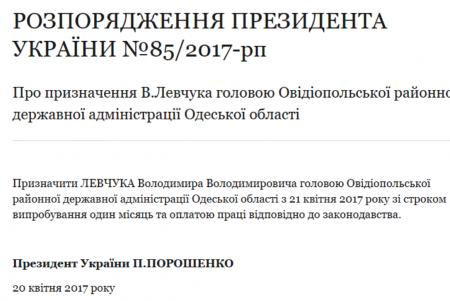 Президент назначил глав четырех РГА в Одесской области (фото)