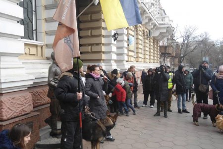 Одесситы митинговали перед зданием Нацполиции за строительство Догтауна (фото)
