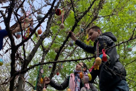 На территории военного госпиталя украсили пасхальное дерево (фото)