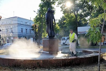 Памятники Вере Холодной и Ивану Франко освежили под летним душем (фото)