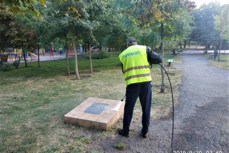 Памятники в сквере Партизанской славы отмыли от грязи и пыли (фото)