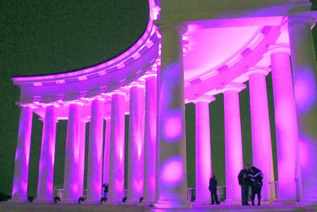Воронцовскую колоннаду подсветили сиреневым цветом в честь Дня недоношенных детей (фоторепортаж)