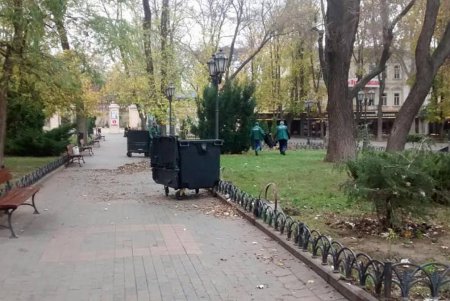 В парках и скверах подметают дорожки, убирают мусор и ухаживают за газонами (фото)