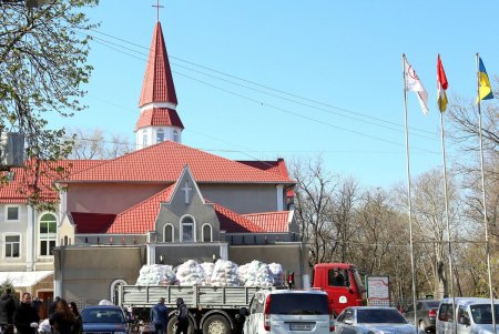В сквере Гамова волонтеры и соцработники собирают продуктовые наборы для нуждающихся горожан (фоторепортаж)