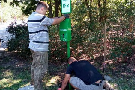 Уборка за собаками: в местных парках и скверах установили более 20 урн с экологичными пакетами (фото)