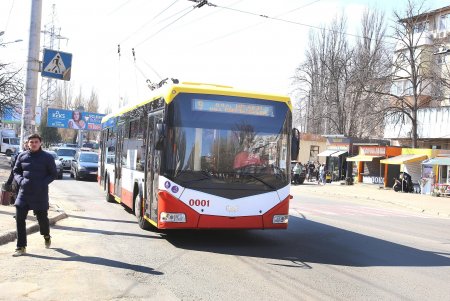 В честь Международного женского дня пассажиркам троллейбуса № 9 дарили розы (фоторепортаж)