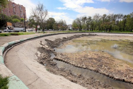 В Дюковском парке чистят малый пруд (фоторепортаж)