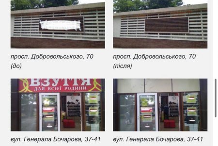 Здания в Суворовском районе очистили от десятков рекламных конструкций, размещенных с нарушениями (фото)