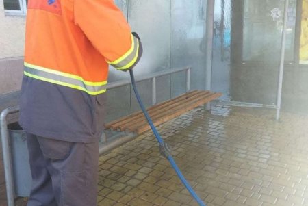 В центре города вандалы разрисовали остановочный комплекс и мусорные контейнеры (фото)