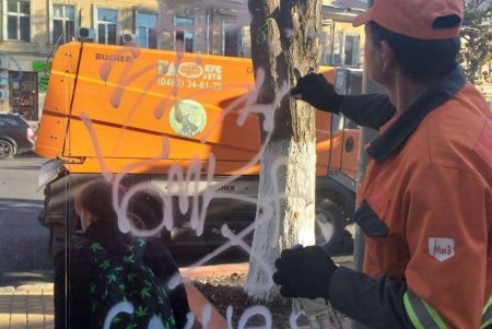 В центре города вандалы разрисовали остановочный комплекс и мусорные контейнеры (фото)