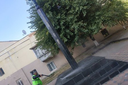 Коммунальщики очистили памятники и бюветы в Приморском районе (фото)
