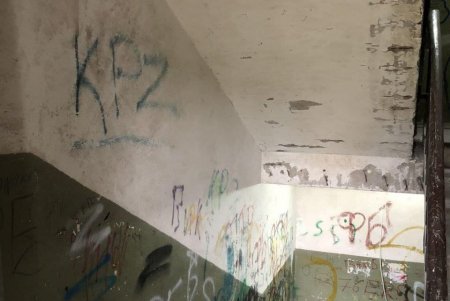 Вандалы изуродовали подъезд в жилом доме Киевского района целой галереей своих «художеств» (фото)