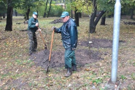 Горожане и озеленители высадили в Преображенском парке 50 деревьев ясеня и клена (фото)