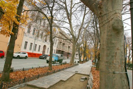 Ремонт на аллее Приморского бульвара: коммунальщики перекладывают гранитную плитку (фоторепортаж)