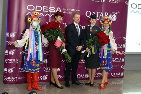В аэропорту Одессы торжественно встретили первый рейс из столицы Катара (фоторепортаж)