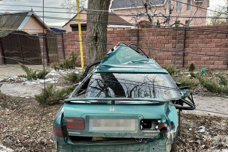 В Беляевке водитель Honda не справился с управлением и врезался в дерево (фото)
