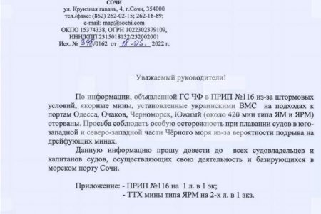Россия заминировала торговые пути от Босфора до Одессы и распространяет фейки, что это украинские мины