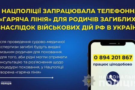  Нацполиция открыла горячую линию для родственников погибших в результате военных действий