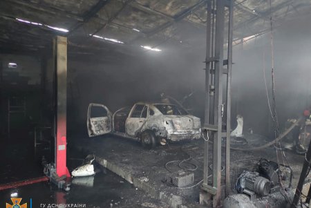 Более сорока спасателей тушили возгорание двух гаражей и автомобиля на улице Фабричной (фото)