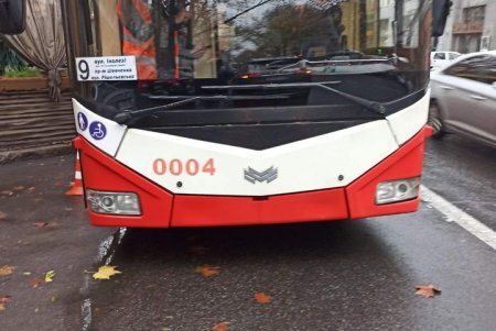 В Одессе хулиган сломал заднюю дверь троллейбуса (фото)