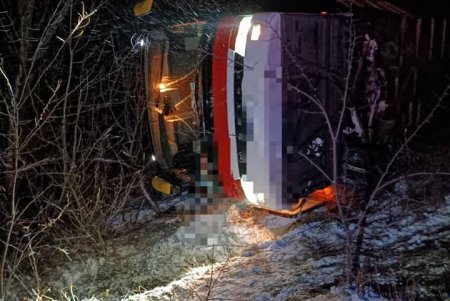 Автобус Кишинёв - Одесса слетел с трассы и перевернулся, обошлось без пострадавших (фото)