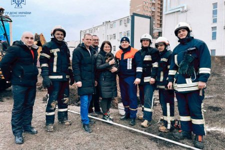 В Суворовском районе щенок провалился в глубокую и узкую яму: спасать его пришлось с помощью экскаватора (фото, видео)