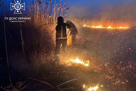 Одесса: пожар на полях фильтрации распространился на площади в пять тыс. квадратных метров