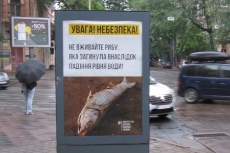 На улицах Одессы разместили соцрекламу о запрете купания, употребления рыбы и морепродуктов (фото)