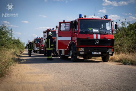В Одесском районе спасатели ликвидировали масштабный пожар, угрожавший перекинуться на дачный массив (фото, видео)